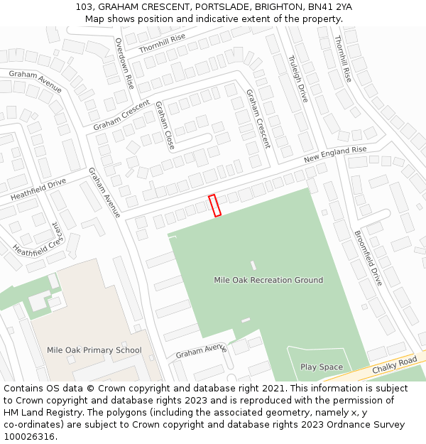 103, GRAHAM CRESCENT, PORTSLADE, BRIGHTON, BN41 2YA: Location map and indicative extent of plot