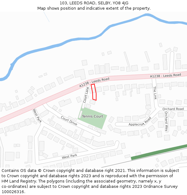 103, LEEDS ROAD, SELBY, YO8 4JG: Location map and indicative extent of plot