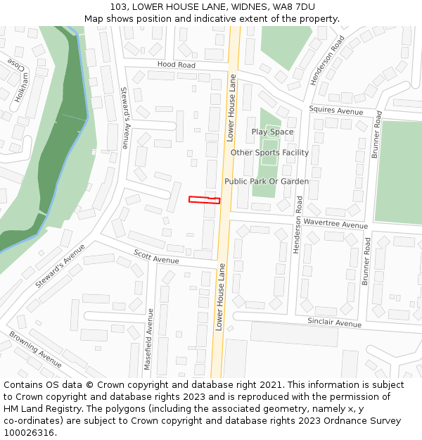 103, LOWER HOUSE LANE, WIDNES, WA8 7DU: Location map and indicative extent of plot