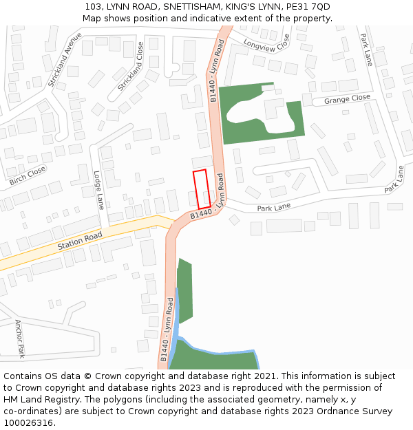 103, LYNN ROAD, SNETTISHAM, KING'S LYNN, PE31 7QD: Location map and indicative extent of plot