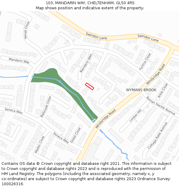 103, MANDARIN WAY, CHELTENHAM, GL50 4RS: Location map and indicative extent of plot