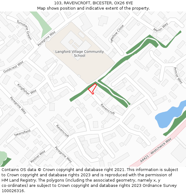 103, RAVENCROFT, BICESTER, OX26 6YE: Location map and indicative extent of plot