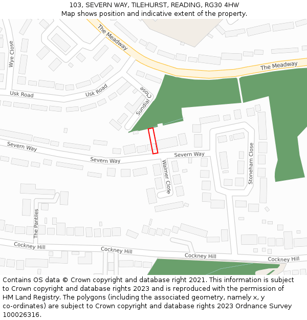 103, SEVERN WAY, TILEHURST, READING, RG30 4HW: Location map and indicative extent of plot