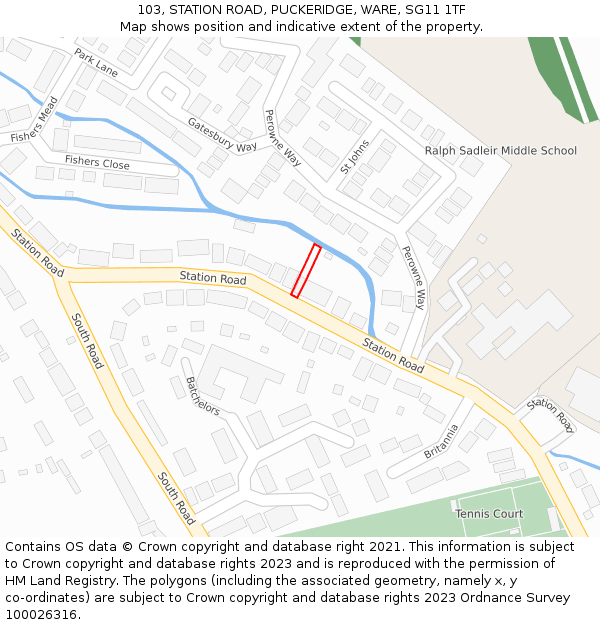 103, STATION ROAD, PUCKERIDGE, WARE, SG11 1TF: Location map and indicative extent of plot