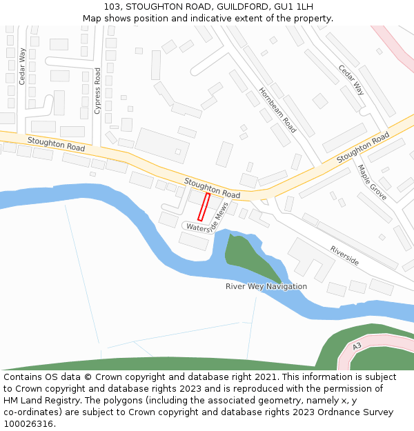 103, STOUGHTON ROAD, GUILDFORD, GU1 1LH: Location map and indicative extent of plot