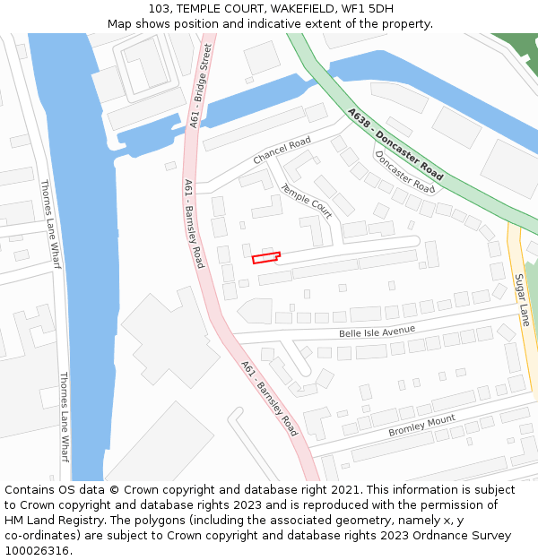 103, TEMPLE COURT, WAKEFIELD, WF1 5DH: Location map and indicative extent of plot