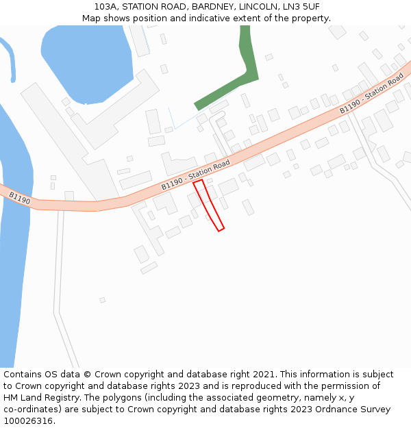 103A, STATION ROAD, BARDNEY, LINCOLN, LN3 5UF: Location map and indicative extent of plot