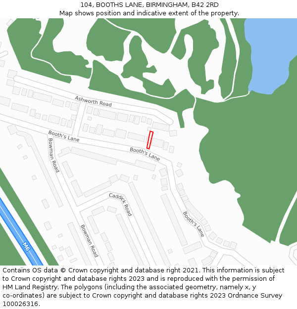 104, BOOTHS LANE, BIRMINGHAM, B42 2RD: Location map and indicative extent of plot