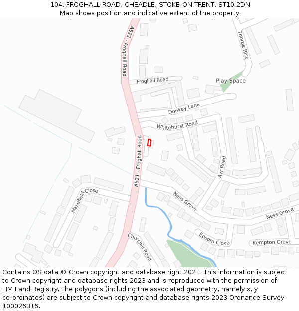 104, FROGHALL ROAD, CHEADLE, STOKE-ON-TRENT, ST10 2DN: Location map and indicative extent of plot