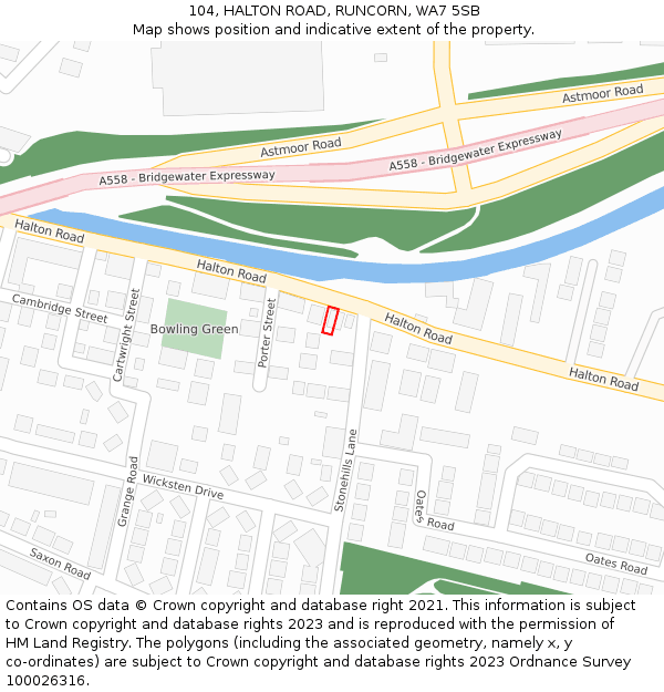 104, HALTON ROAD, RUNCORN, WA7 5SB: Location map and indicative extent of plot