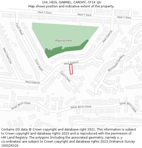 104, HEOL GABRIEL, CARDIFF, CF14 1JX: Location map and indicative extent of plot