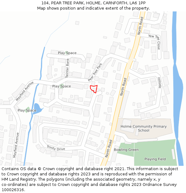 104, PEAR TREE PARK, HOLME, CARNFORTH, LA6 1PP: Location map and indicative extent of plot