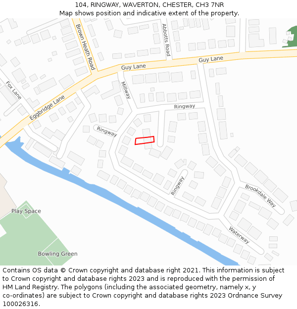 104, RINGWAY, WAVERTON, CHESTER, CH3 7NR: Location map and indicative extent of plot