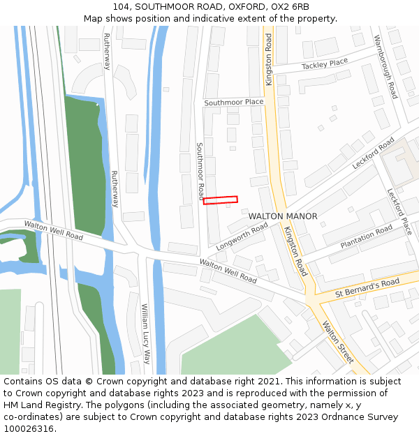 104, SOUTHMOOR ROAD, OXFORD, OX2 6RB: Location map and indicative extent of plot