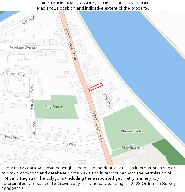 104, STATION ROAD, KEADBY, SCUNTHORPE, DN17 3BN: Location map and indicative extent of plot