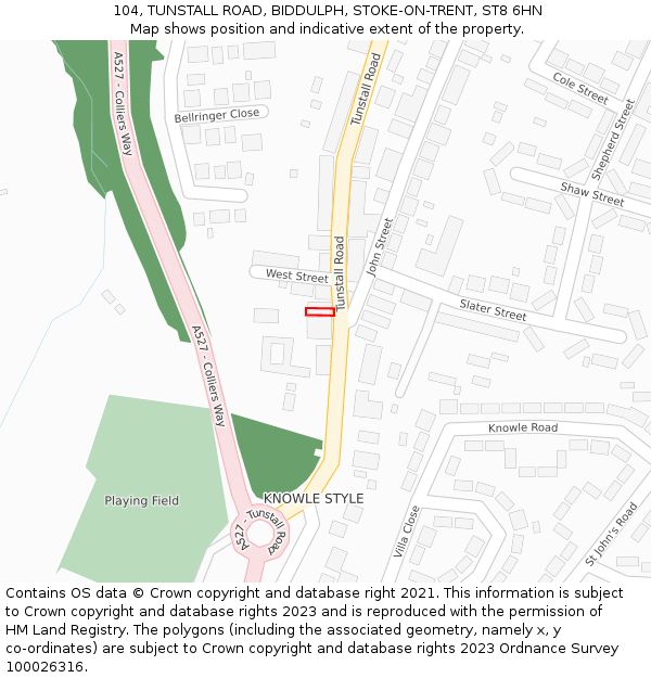 104, TUNSTALL ROAD, BIDDULPH, STOKE-ON-TRENT, ST8 6HN: Location map and indicative extent of plot