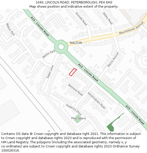 1040, LINCOLN ROAD, PETERBOROUGH, PE4 6AS: Location map and indicative extent of plot