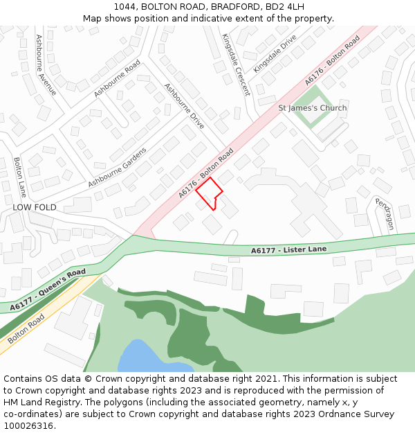 1044, BOLTON ROAD, BRADFORD, BD2 4LH: Location map and indicative extent of plot