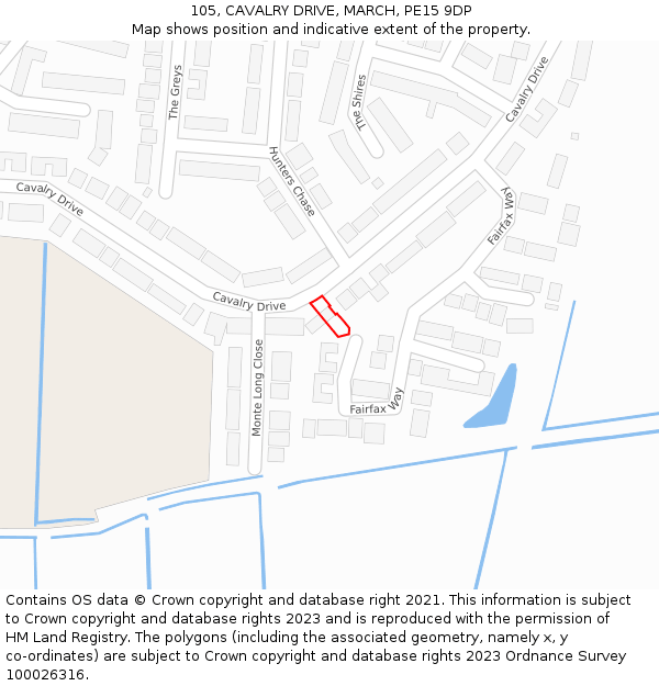 105, CAVALRY DRIVE, MARCH, PE15 9DP: Location map and indicative extent of plot