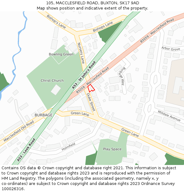 105, MACCLESFIELD ROAD, BUXTON, SK17 9AD: Location map and indicative extent of plot