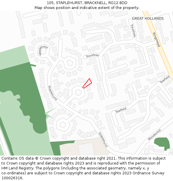 105, STAPLEHURST, BRACKNELL, RG12 8DD: Location map and indicative extent of plot