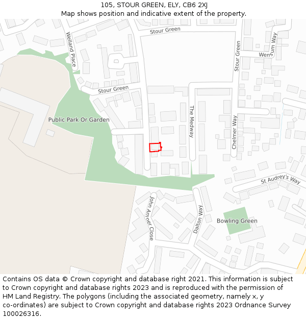 105, STOUR GREEN, ELY, CB6 2XJ: Location map and indicative extent of plot