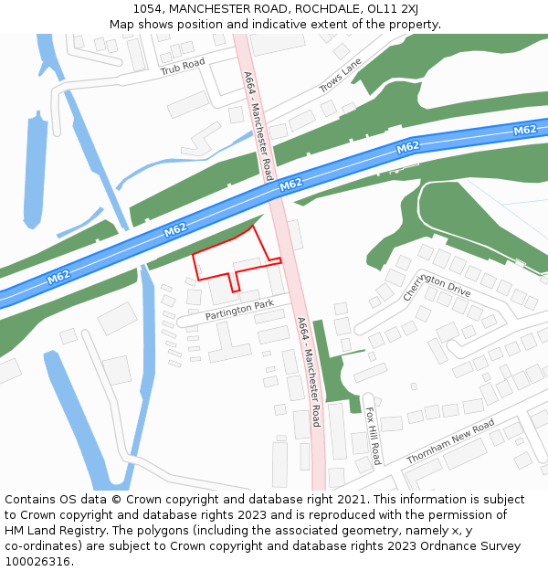 1054, MANCHESTER ROAD, ROCHDALE, OL11 2XJ: Location map and indicative extent of plot