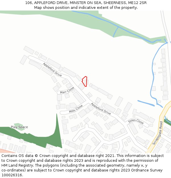 106, APPLEFORD DRIVE, MINSTER ON SEA, SHEERNESS, ME12 2SR: Location map and indicative extent of plot