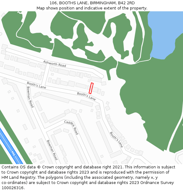 106, BOOTHS LANE, BIRMINGHAM, B42 2RD: Location map and indicative extent of plot