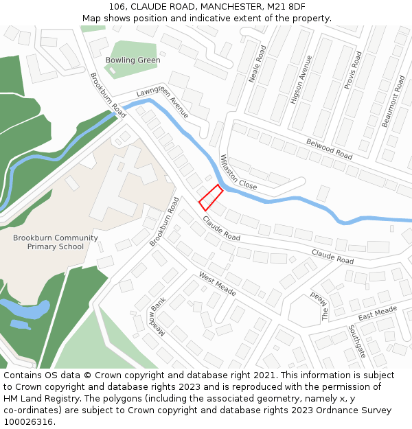 106, CLAUDE ROAD, MANCHESTER, M21 8DF: Location map and indicative extent of plot