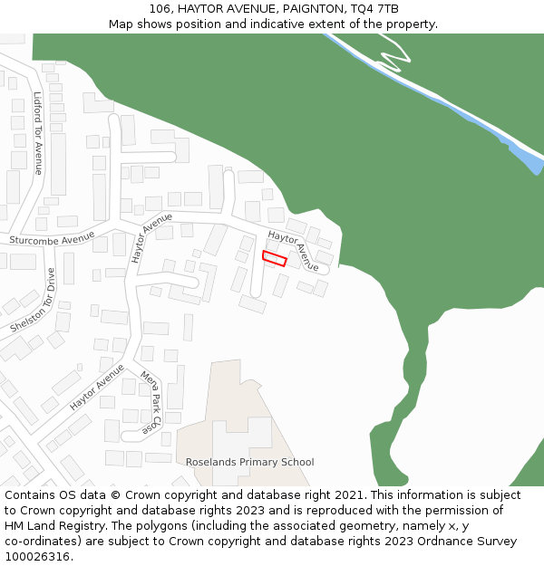 106, HAYTOR AVENUE, PAIGNTON, TQ4 7TB: Location map and indicative extent of plot