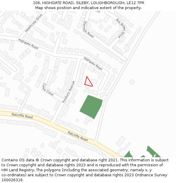 106, HIGHGATE ROAD, SILEBY, LOUGHBOROUGH, LE12 7PR: Location map and indicative extent of plot