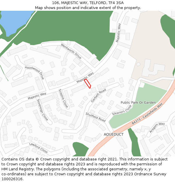 106, MAJESTIC WAY, TELFORD, TF4 3SA: Location map and indicative extent of plot