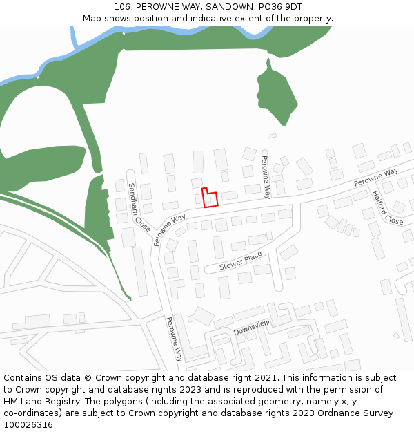 106, PEROWNE WAY, SANDOWN, PO36 9DT: Location map and indicative extent of plot