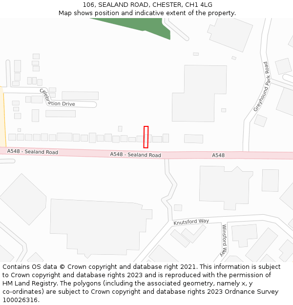 106, SEALAND ROAD, CHESTER, CH1 4LG: Location map and indicative extent of plot