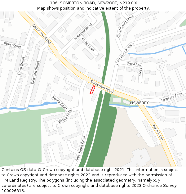 106, SOMERTON ROAD, NEWPORT, NP19 0JX: Location map and indicative extent of plot