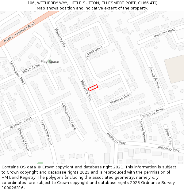 106, WETHERBY WAY, LITTLE SUTTON, ELLESMERE PORT, CH66 4TQ: Location map and indicative extent of plot