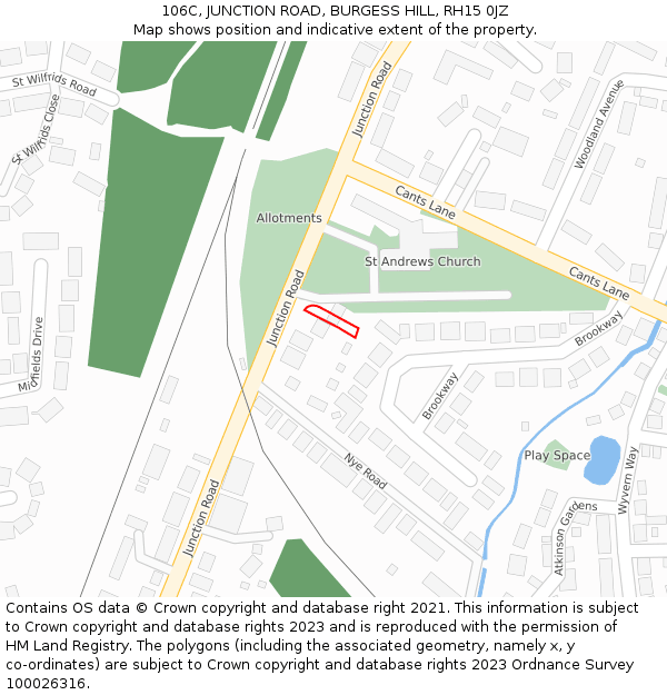 106C, JUNCTION ROAD, BURGESS HILL, RH15 0JZ: Location map and indicative extent of plot