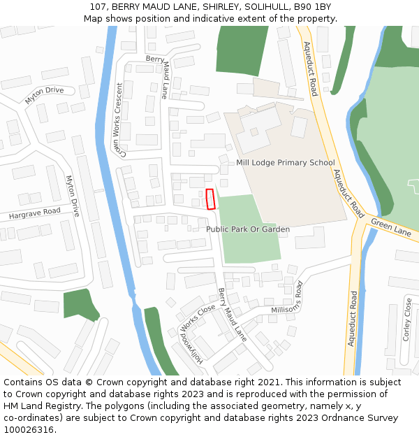 107, BERRY MAUD LANE, SHIRLEY, SOLIHULL, B90 1BY: Location map and indicative extent of plot