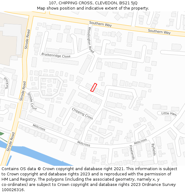 107, CHIPPING CROSS, CLEVEDON, BS21 5JQ: Location map and indicative extent of plot