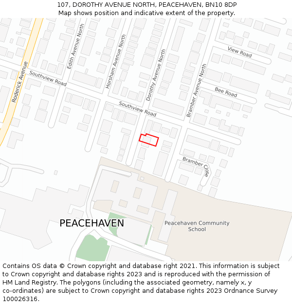 107, DOROTHY AVENUE NORTH, PEACEHAVEN, BN10 8DP: Location map and indicative extent of plot