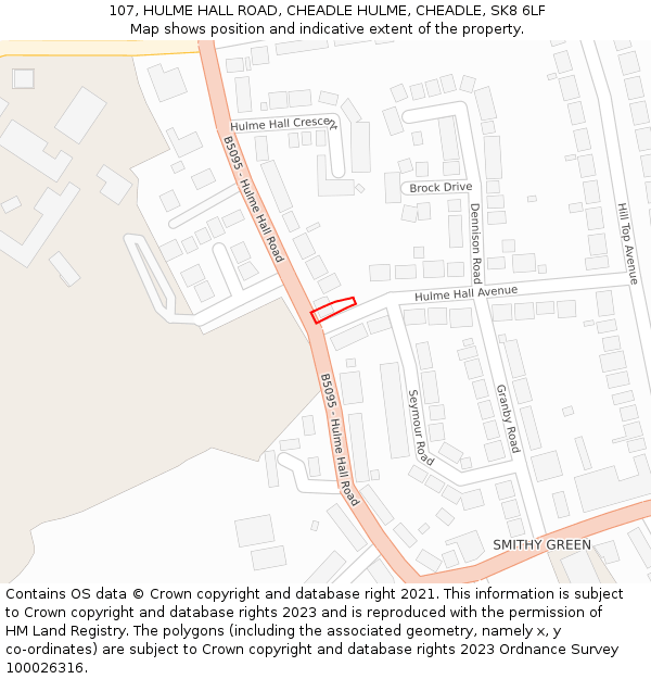 107, HULME HALL ROAD, CHEADLE HULME, CHEADLE, SK8 6LF: Location map and indicative extent of plot