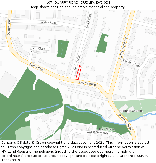 107, QUARRY ROAD, DUDLEY, DY2 0DS: Location map and indicative extent of plot