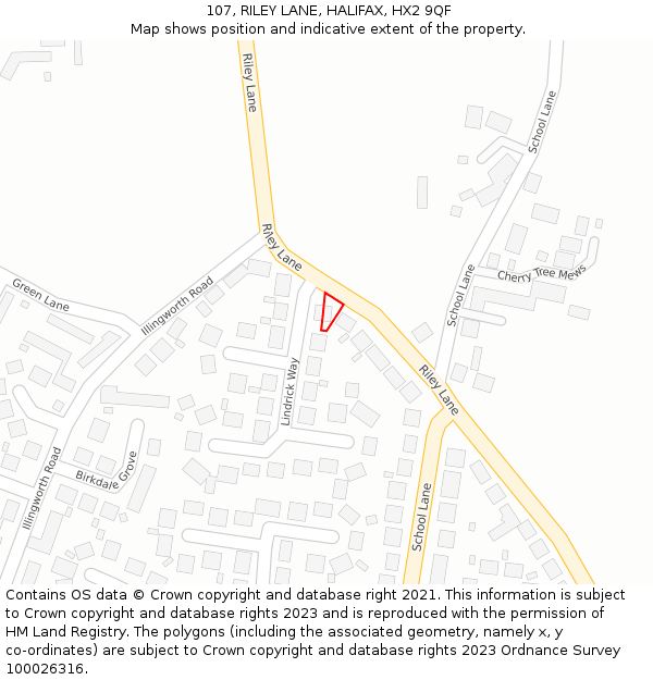 107, RILEY LANE, HALIFAX, HX2 9QF: Location map and indicative extent of plot