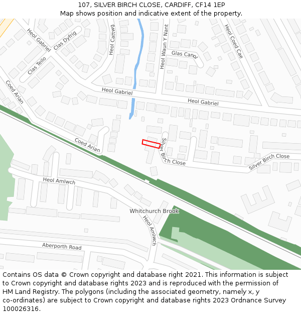 107, SILVER BIRCH CLOSE, CARDIFF, CF14 1EP: Location map and indicative extent of plot