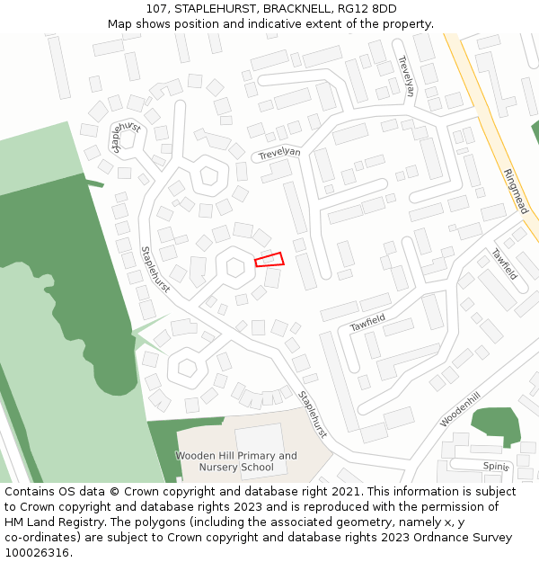 107, STAPLEHURST, BRACKNELL, RG12 8DD: Location map and indicative extent of plot