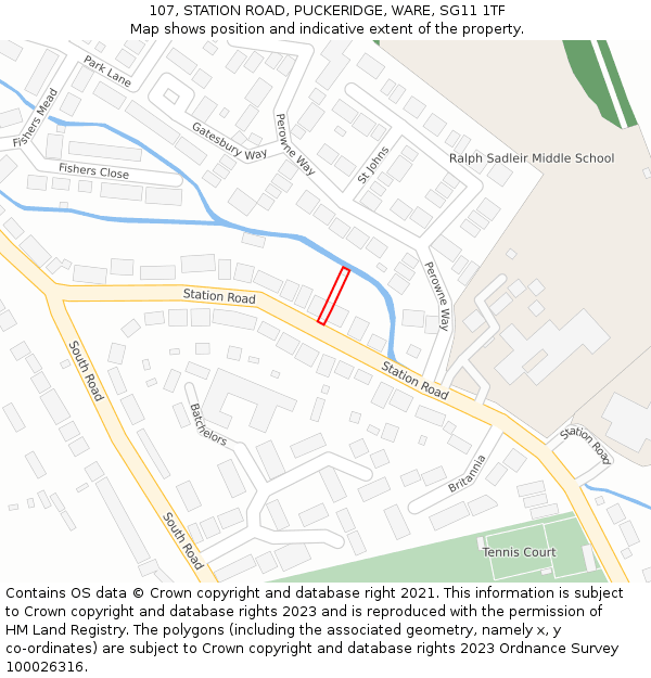 107, STATION ROAD, PUCKERIDGE, WARE, SG11 1TF: Location map and indicative extent of plot
