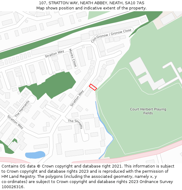 107, STRATTON WAY, NEATH ABBEY, NEATH, SA10 7AS: Location map and indicative extent of plot