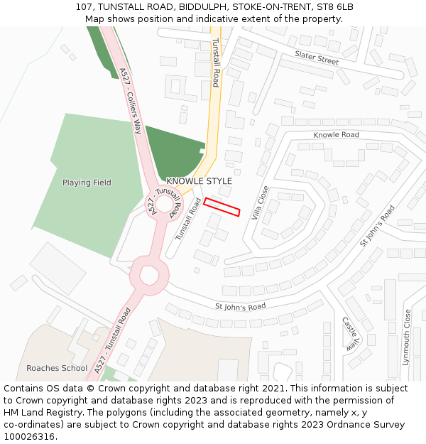 107, TUNSTALL ROAD, BIDDULPH, STOKE-ON-TRENT, ST8 6LB: Location map and indicative extent of plot