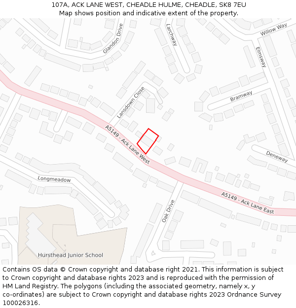 107A, ACK LANE WEST, CHEADLE HULME, CHEADLE, SK8 7EU: Location map and indicative extent of plot